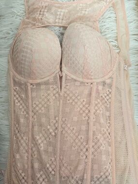 VICTORIA’s SECRET Lace Longline Bustier in Blush Pink 💕